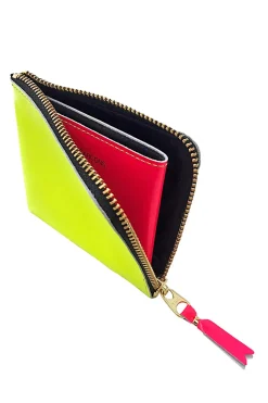 New Comme Des Garcons Wallets Super Fluo Half Zip Wallet - Yellow Light Orange