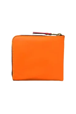 New Comme Des Garcons Wallets Super Fluo Half Zip Wallet - Yellow Light Orange