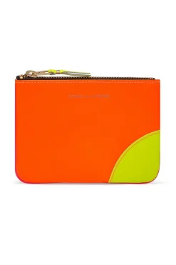 Clearance Comme Des Garcons Wallets Super Fluo Zip Pouch - Light Orange Pink