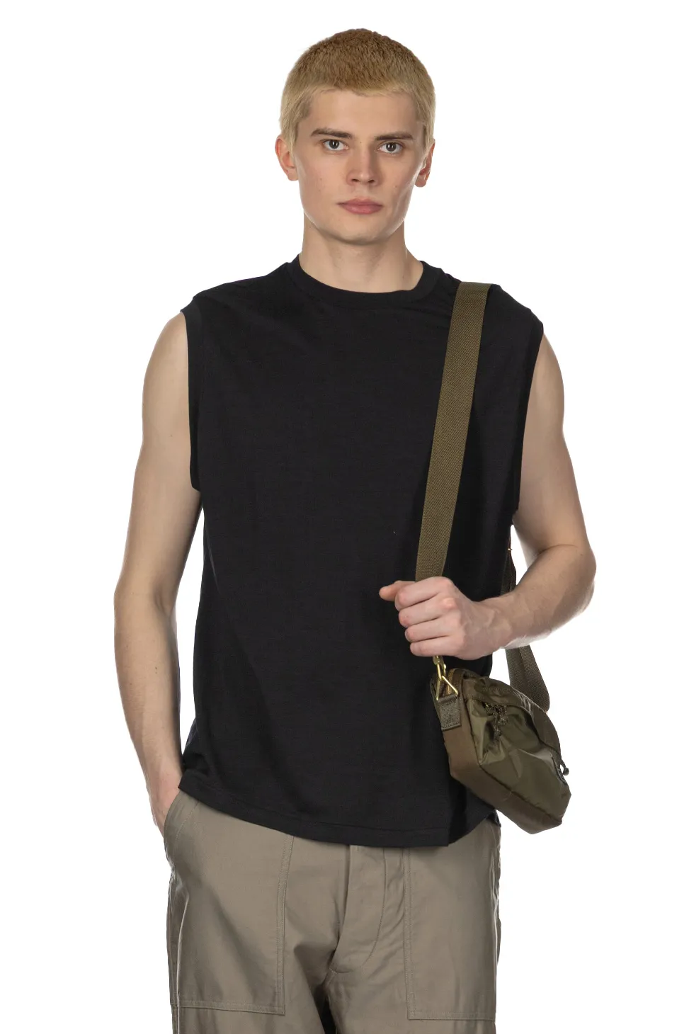 Best Kaptain Sunshine Super Soft Merino Tenjiku No Sleeve Tee - Navy