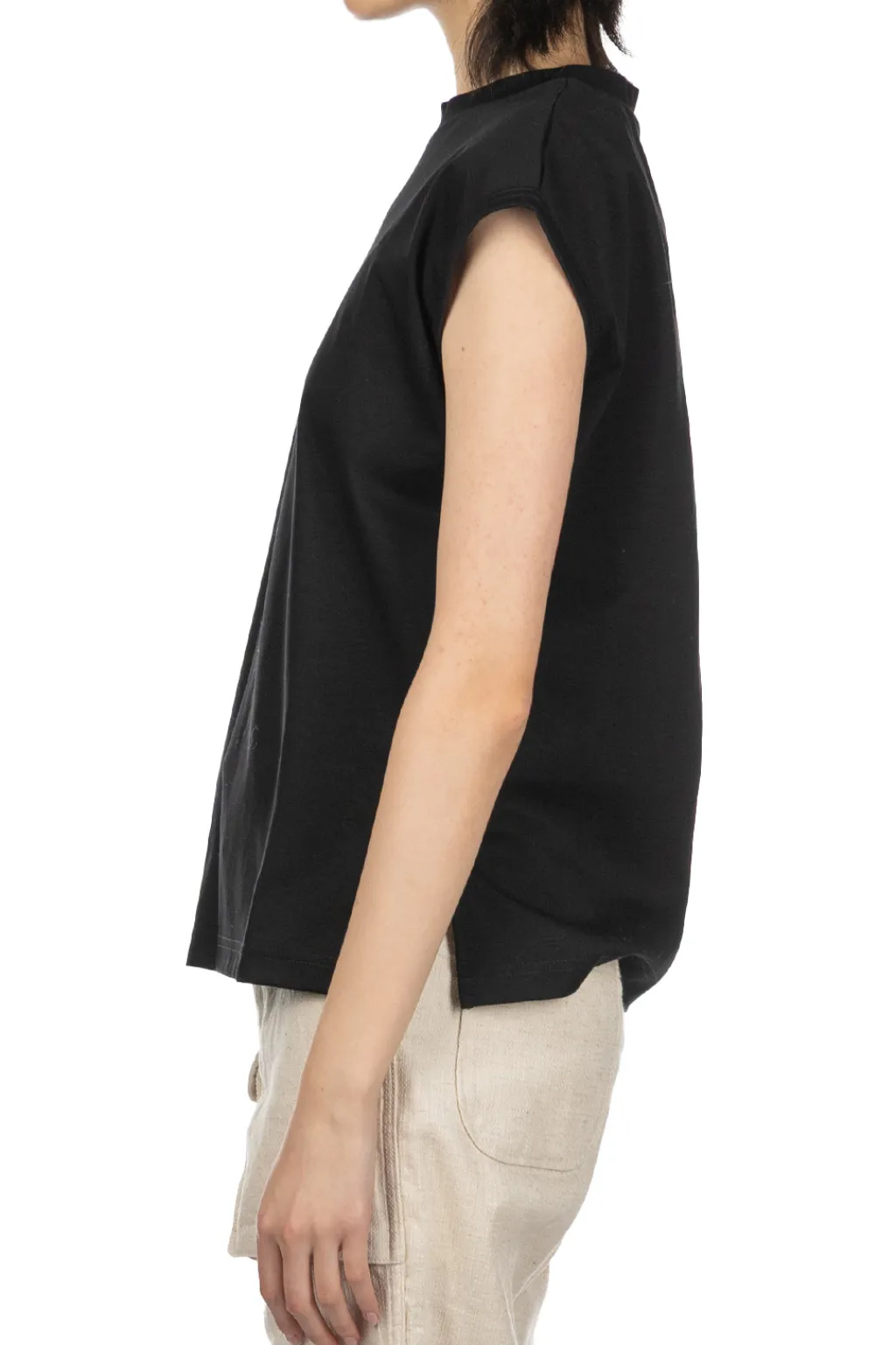 Fashion NARU Supima Cotton French Sleeve Tee - Black