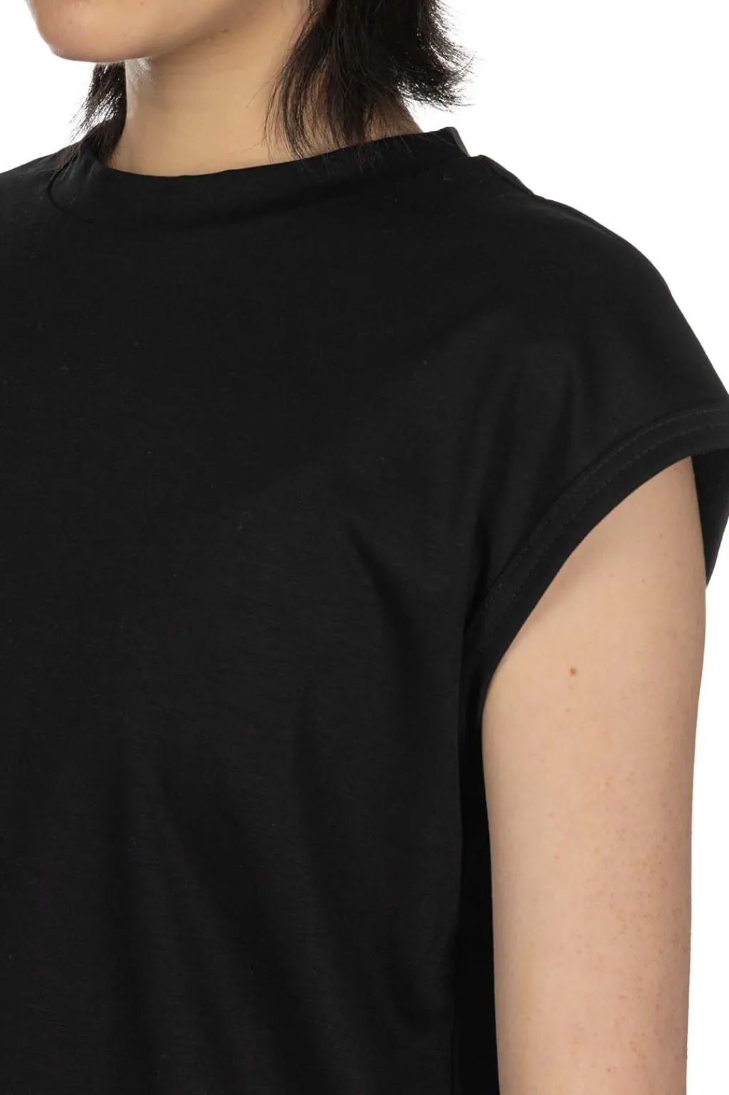 Fashion NARU Supima Cotton French Sleeve Tee - Black