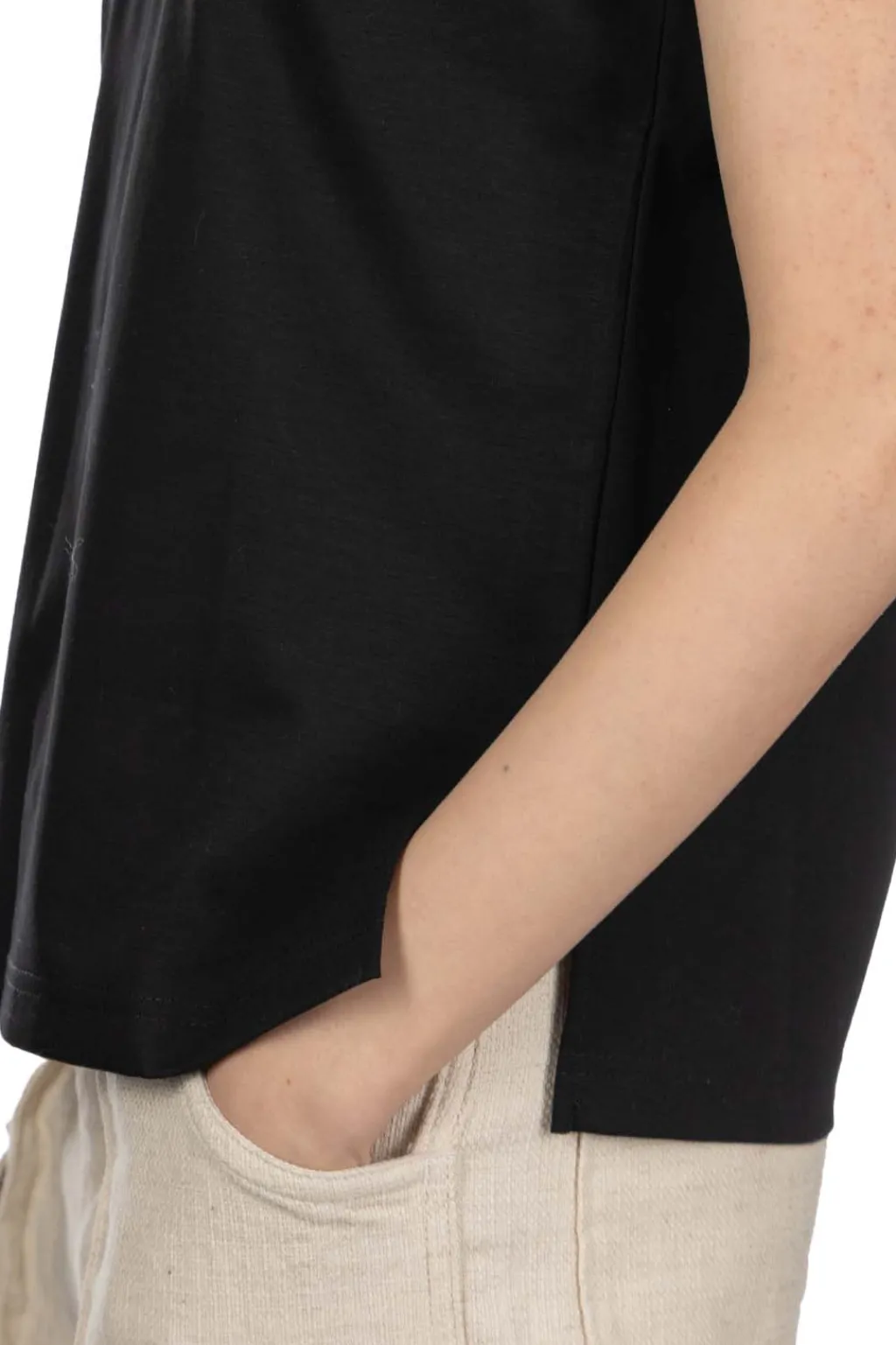 Fashion NARU Supima Cotton French Sleeve Tee - Black