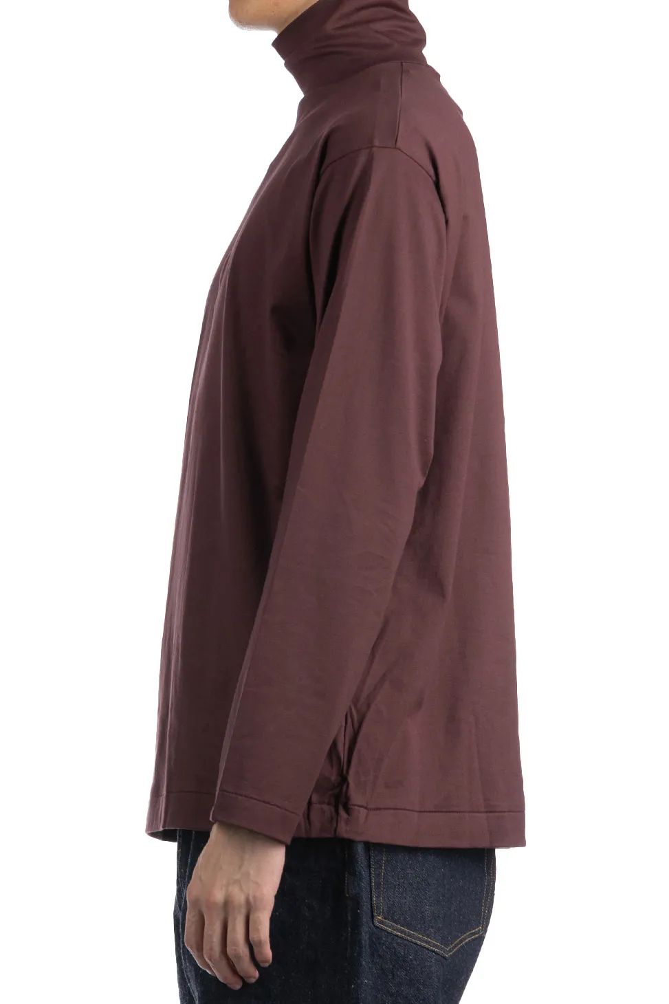 Discount Kaptain Sunshine Suvin Suede Tenjiku Highneck LS Tee - Burgundy
