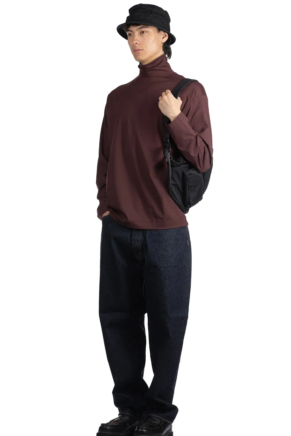Discount Kaptain Sunshine Suvin Suede Tenjiku Highneck LS Tee - Burgundy