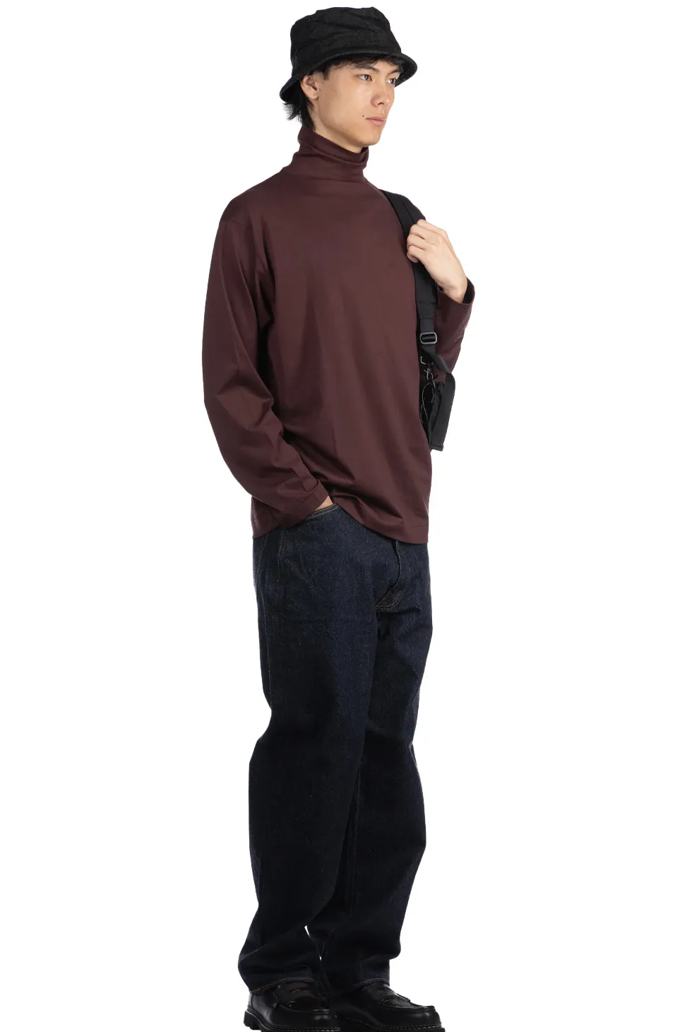 Discount Kaptain Sunshine Suvin Suede Tenjiku Highneck LS Tee - Burgundy