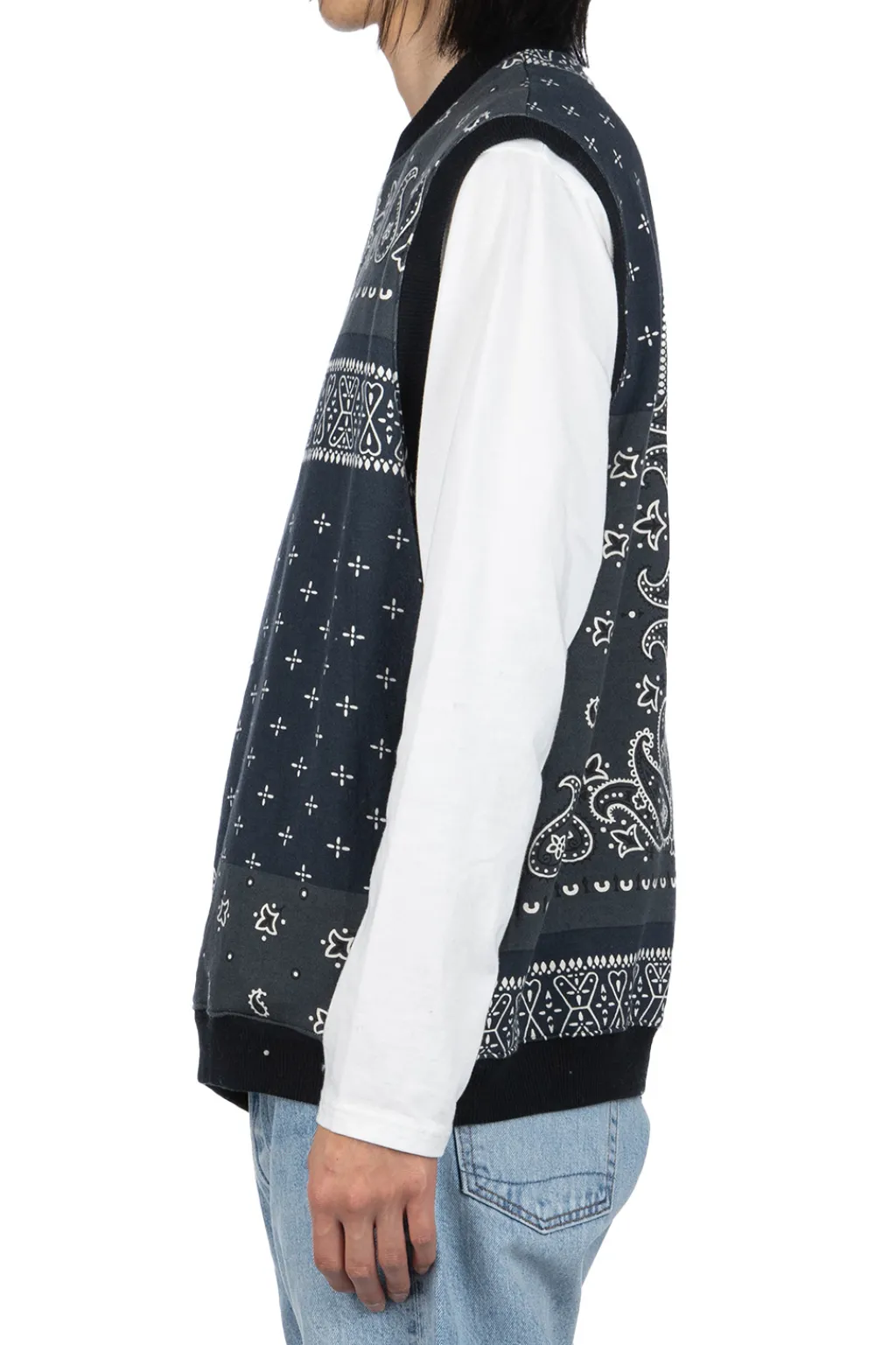 Outlet Kapital 30/-SWT Knit Bandana BIG Vest - Black