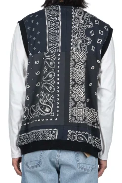 Outlet Kapital 30/-SWT Knit Bandana BIG Vest - Black