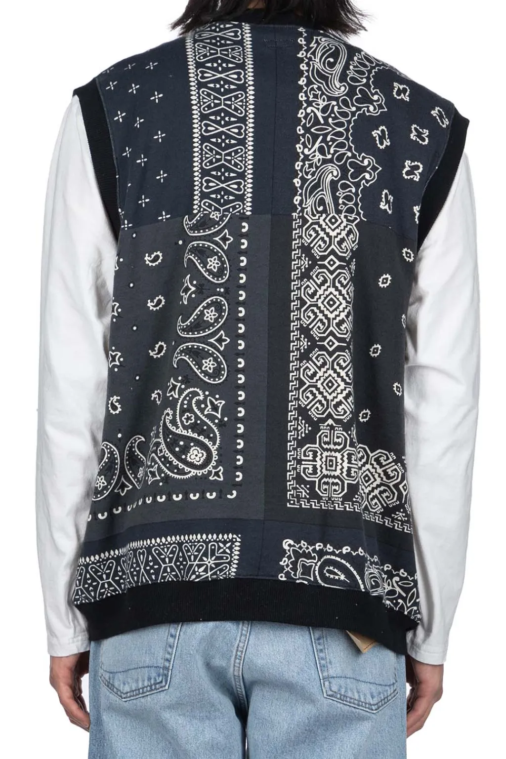 Outlet Kapital 30/-SWT Knit Bandana BIG Vest - Black