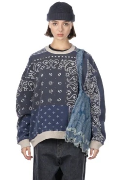 Sale Kapital 12/-SWT Knit BANDANA BIVOUAC BIG Sweater - Purple Navy