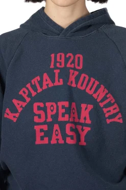 Outlet Kapital SWT Knit Raglan Hoodie (SPEAKEASY College) - Navy