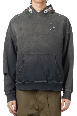 Discount Kapital SWT Knit Thriller Damaged Hoodie (Studs) - Black