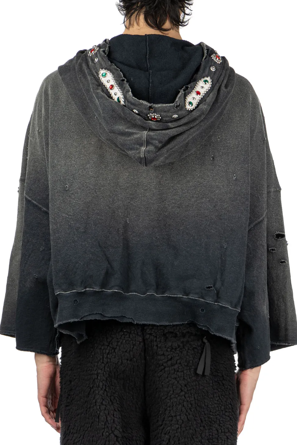Hot Kapital SWT Knit THRILLER Damaged DEVIL Hoodie (STUDS) - Black