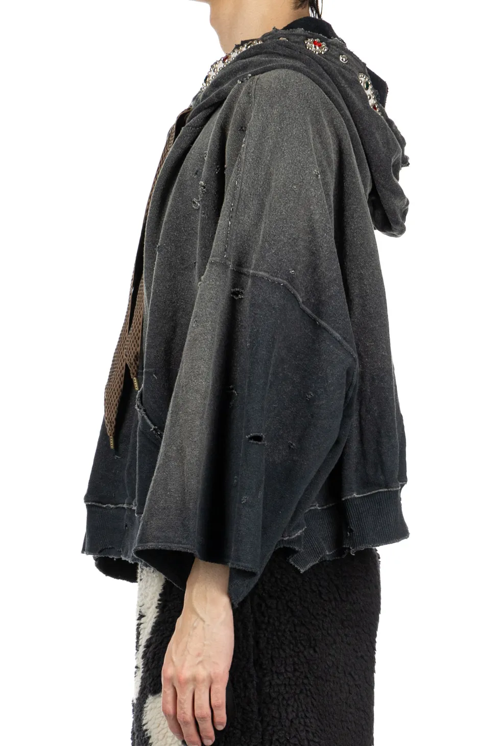 Hot Kapital SWT Knit THRILLER Damaged DEVIL Hoodie (STUDS) - Black