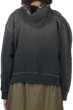 Online Kapital SWT Knit Thriller Damaged Hoodie (Studs) - Black