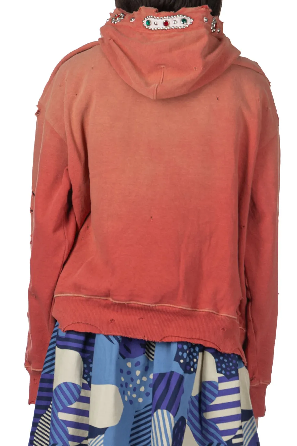 Outlet Kapital SWT Knit Thriller Damaged Hoodie (Studs) - Red