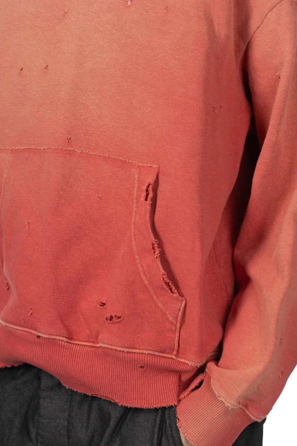 Clearance Kapital SWT Knit Thriller Damaged Hoodie (Studs) - Red