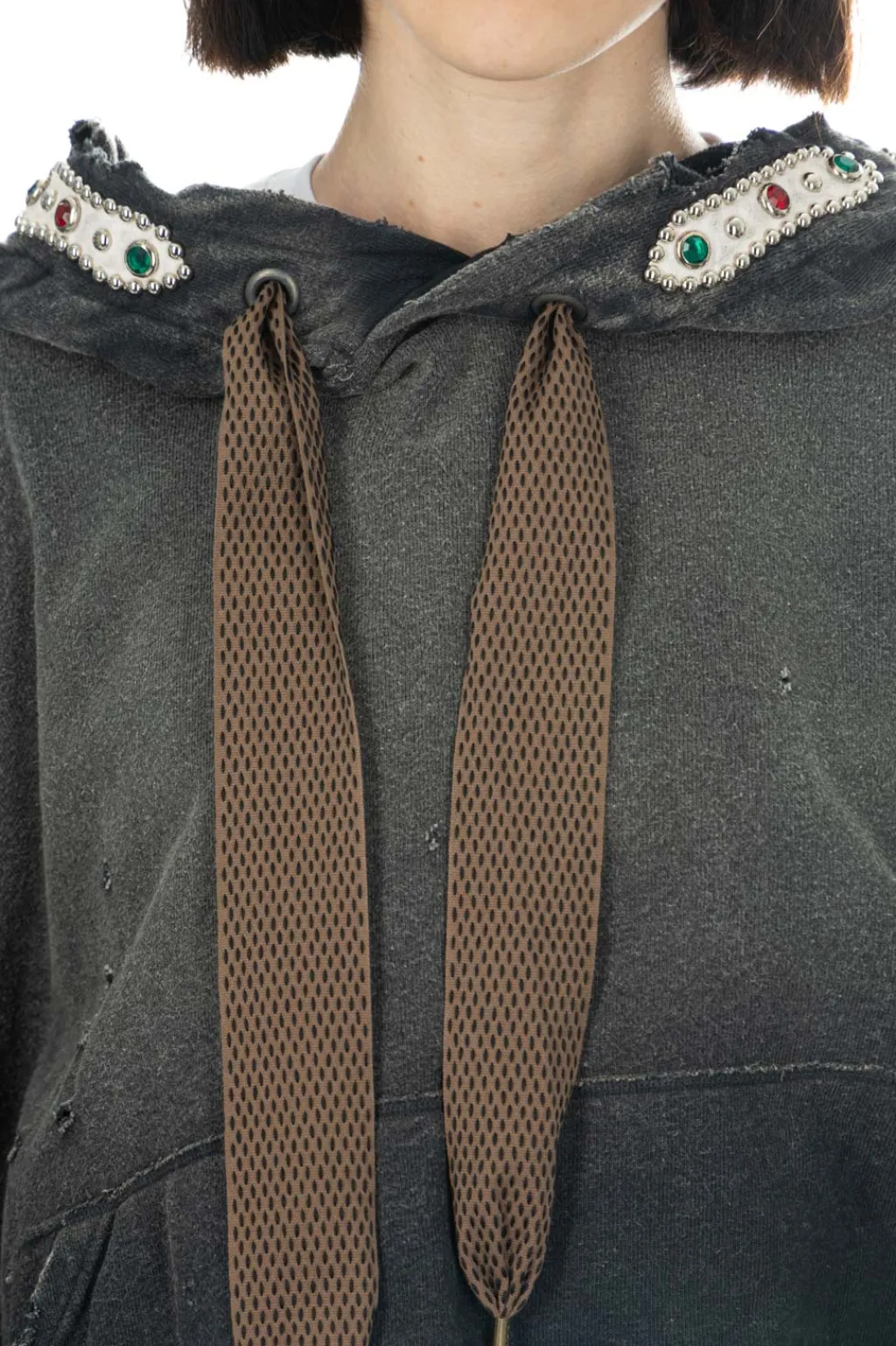 Clearance Kapital SWT Knit THRILLER Damaged DEVIL Hoodie (STUDS) - Black