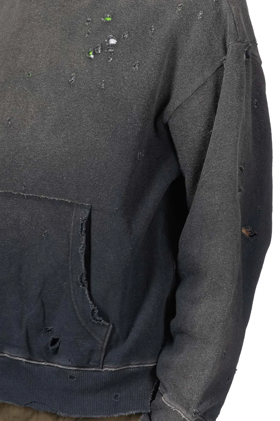 Discount Kapital SWT Knit Thriller Damaged Hoodie (Studs) - Black