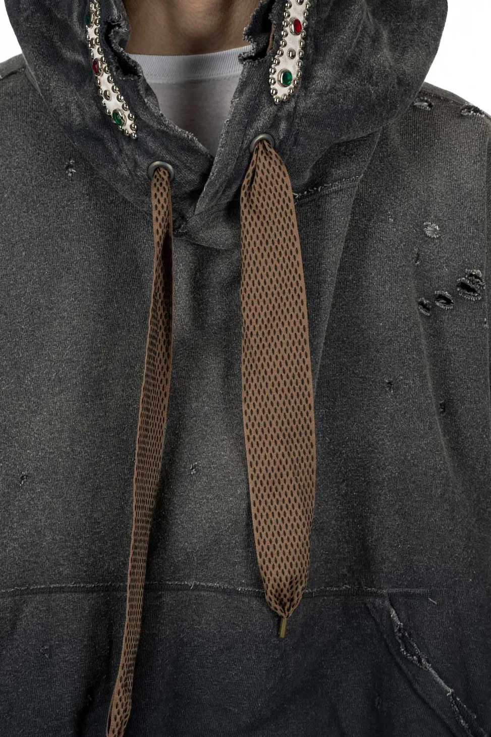 Hot Kapital SWT Knit THRILLER Damaged DEVIL Hoodie (STUDS) - Black