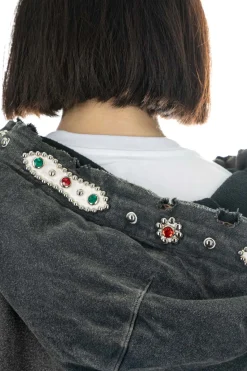 Clearance Kapital SWT Knit THRILLER Damaged DEVIL Hoodie (STUDS) - Black
