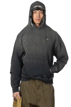 Discount Kapital SWT Knit Thriller Damaged Hoodie (Studs) - Black