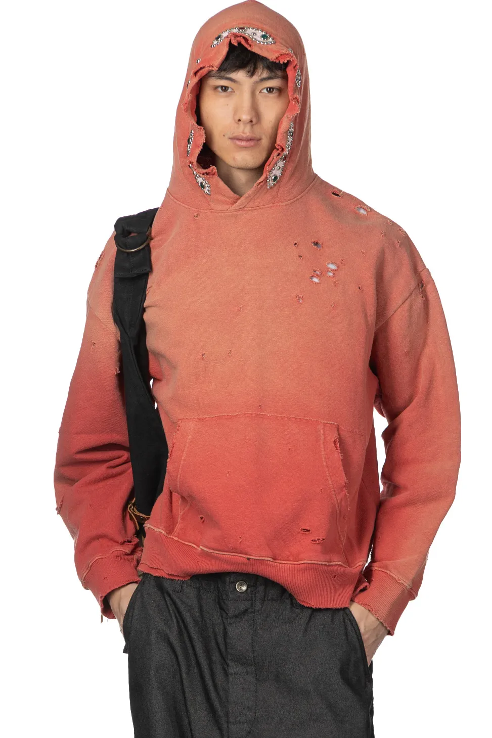 Hot Kapital SWT Knit THRILLER Damaged DEVIL Hoodie (STUDS) - Black