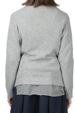 Online NARU Tasmanian Lamb Bottleneck Sweater - Heather Grey