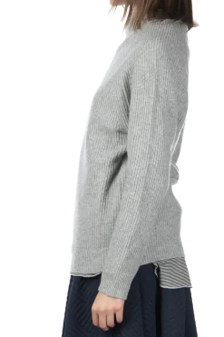 Online NARU Tasmanian Lamb Bottleneck Sweater - Heather Grey