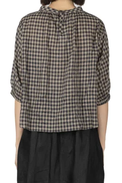 Outlet Nachukara Tencel Cocoon Blouse - Beige x Navy