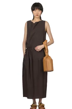 Online YLEVE Tencel Gather One-Piece Dress - Burgundy