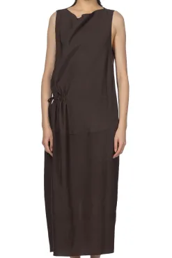 Online YLEVE Tencel Gather One-Piece Dress - Burgundy
