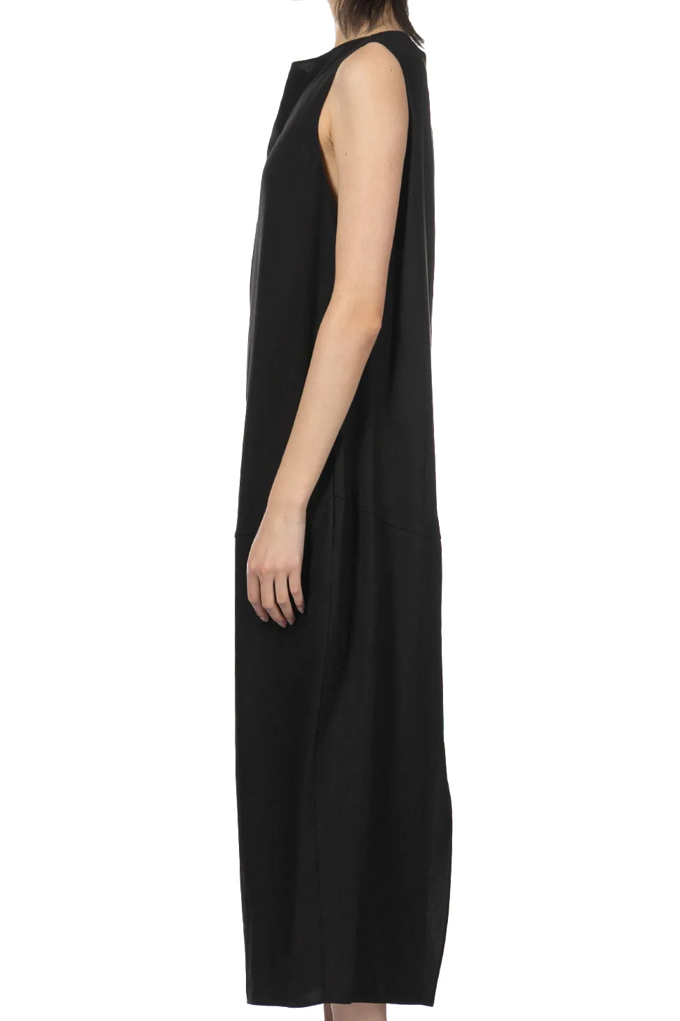 Discount YLEVE Tencel Gather One-Piece Dress - Black