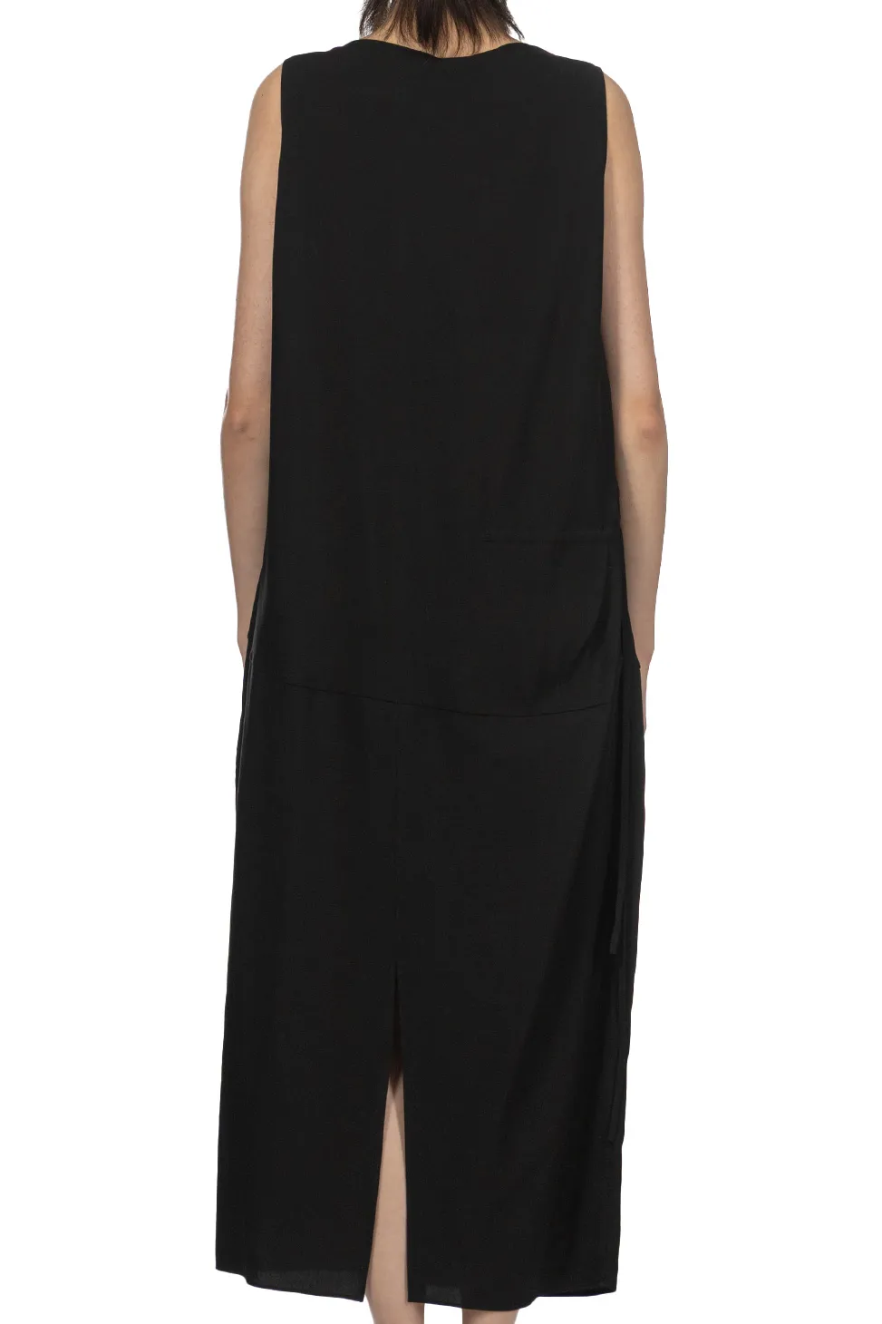 Discount YLEVE Tencel Gather One-Piece Dress - Black
