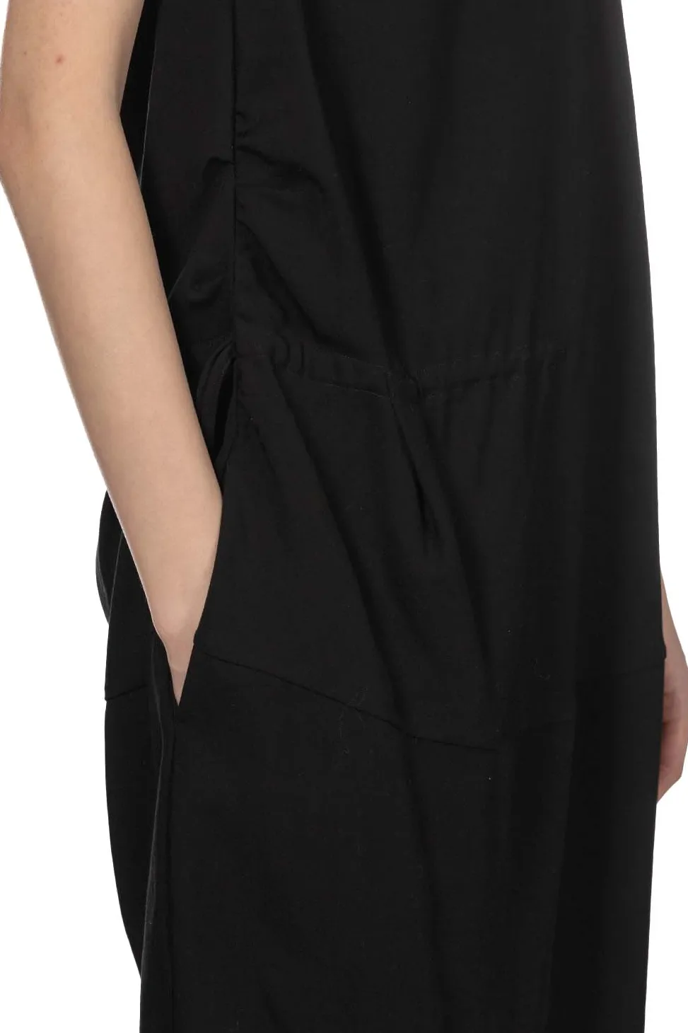 Discount YLEVE Tencel Gather One-Piece Dress - Black