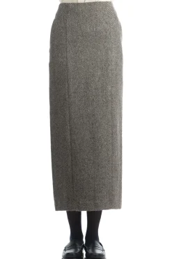 Discount AURALEE TENSE WOOL DOUBLE CLOTH SKIRT - Khaki Tweed