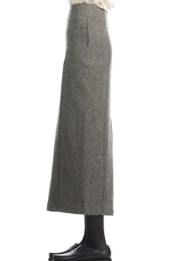 Discount AURALEE TENSE WOOL DOUBLE CLOTH SKIRT - Khaki Tweed