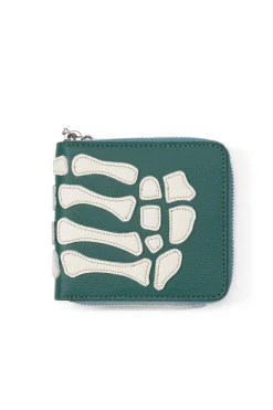 Clearance Kapital Thumb-Up Bone Band Zip Wallet - Peacock Green