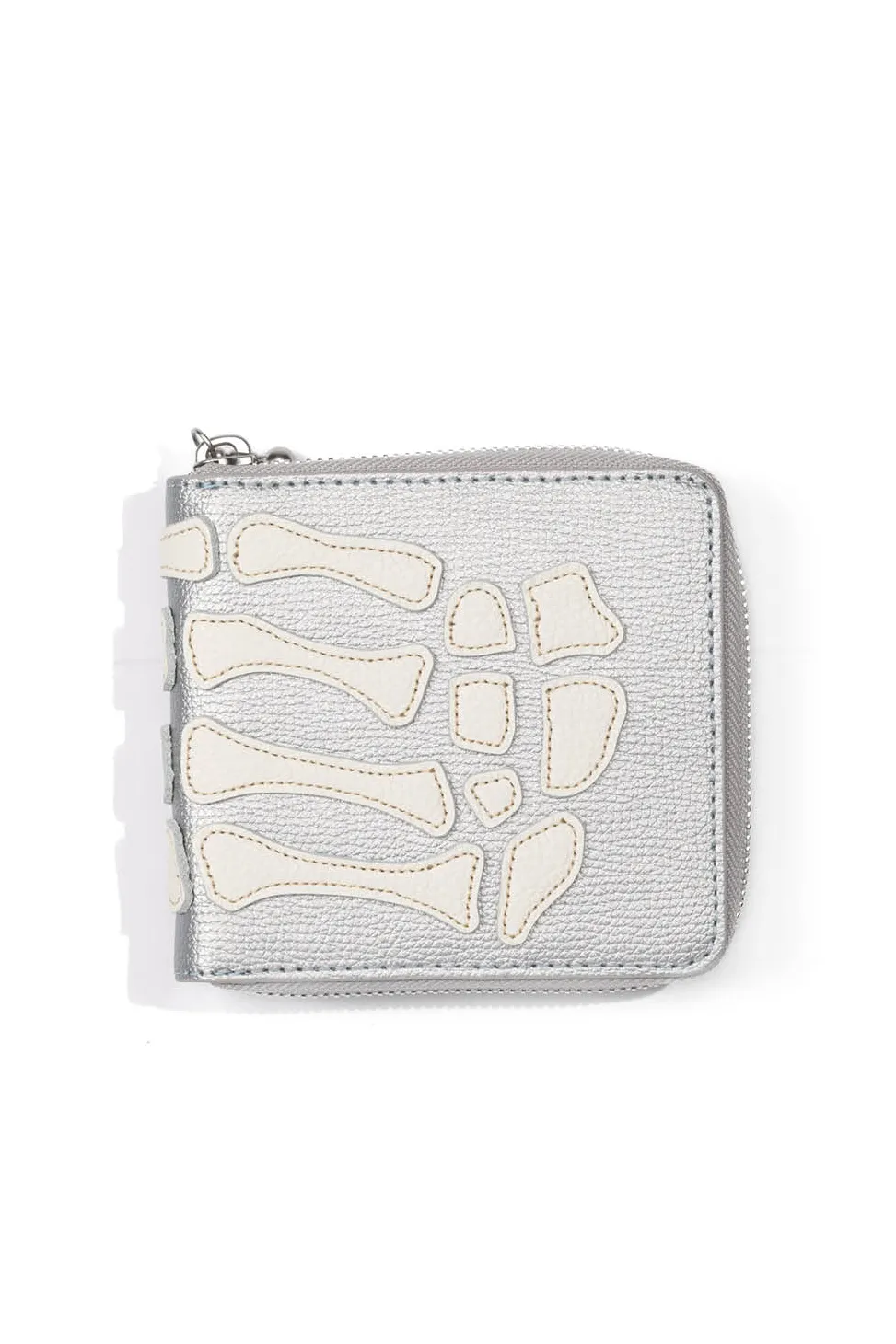 Discount Kapital Thumb-Up Bone Band Zip Wallet - Silver