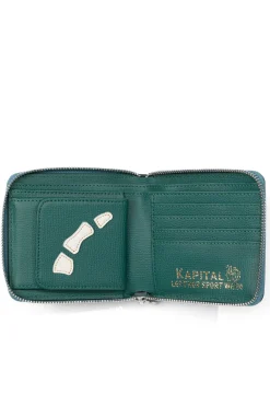 Clearance Kapital Thumb-Up Bone Band Zip Wallet - Peacock Green