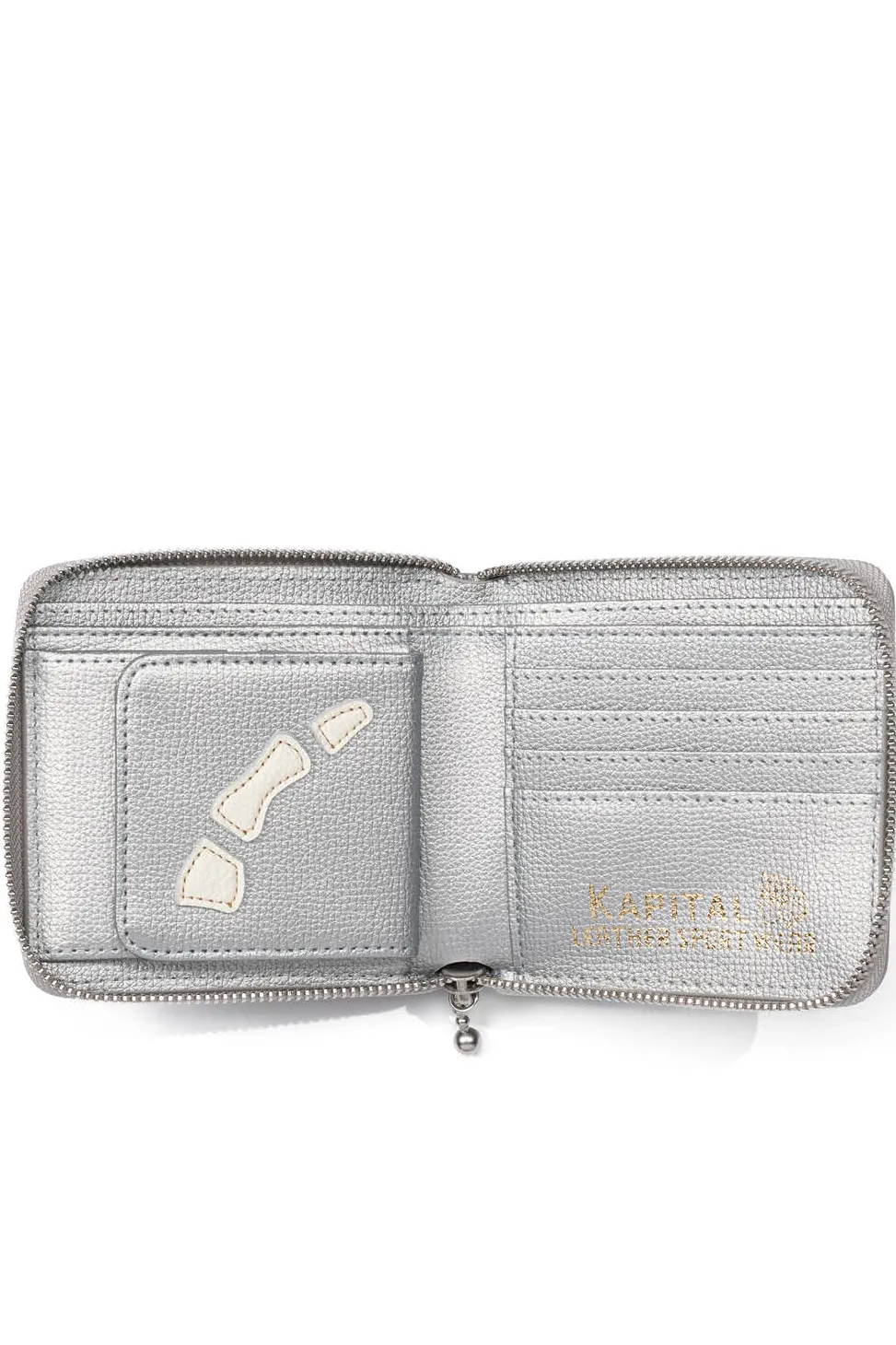 Discount Kapital Thumb-Up Bone Band Zip Wallet - Silver