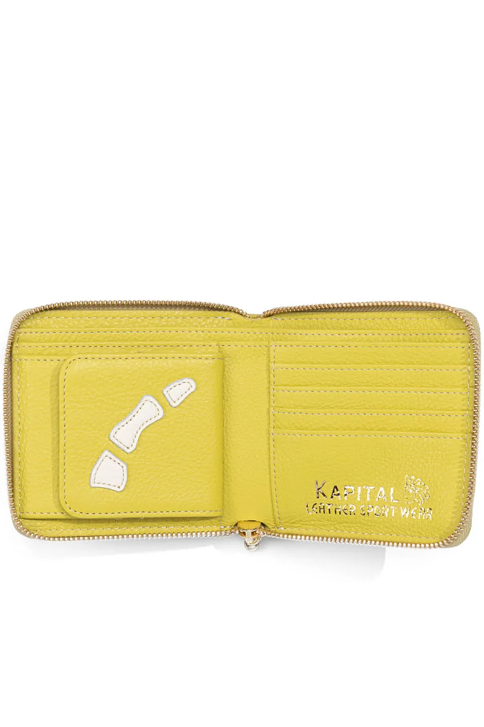 Hot Kapital Thumb-Up Bone Band Zip Wallet - Lime