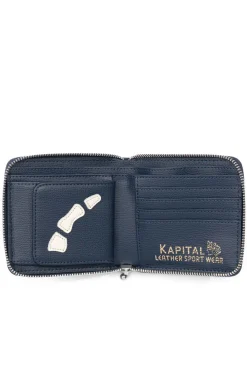 Fashion Kapital Thumb-Up Bone Band Zip Wallet - Navy