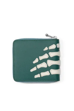 Clearance Kapital Thumb-Up Bone Band Zip Wallet - Peacock Green