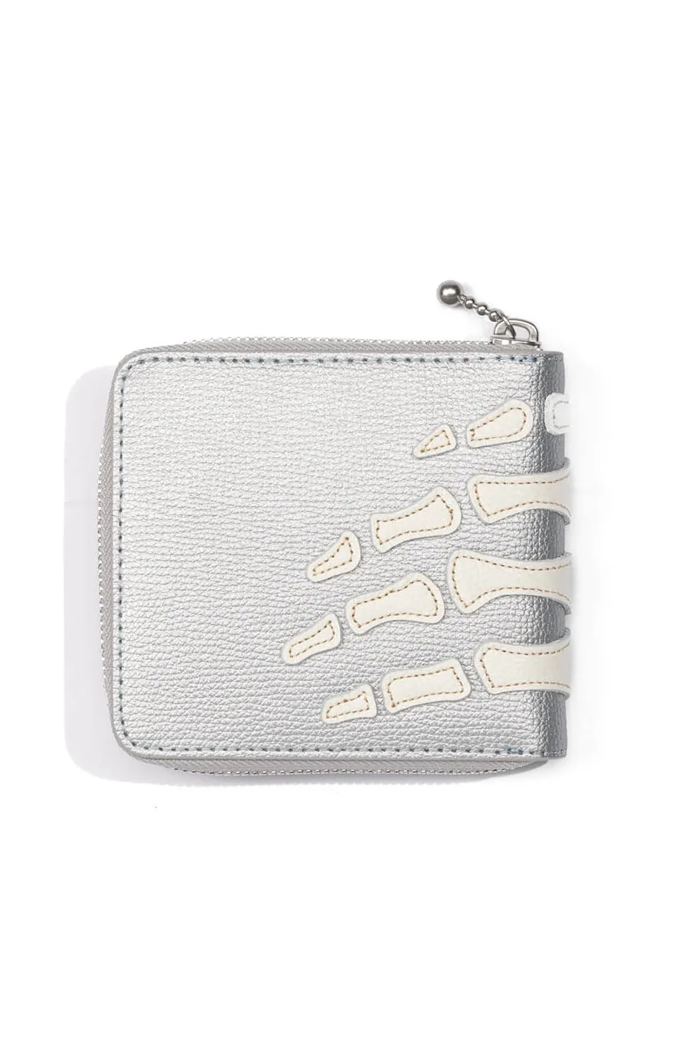 Discount Kapital Thumb-Up Bone Band Zip Wallet - Silver