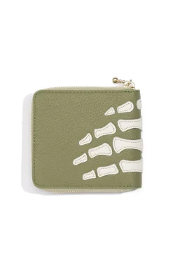 Clearance Kapital Thumb-Up Bone Band Zip Wallet - Olive