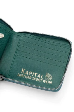 Clearance Kapital Thumb-Up Bone Band Zip Wallet - Peacock Green