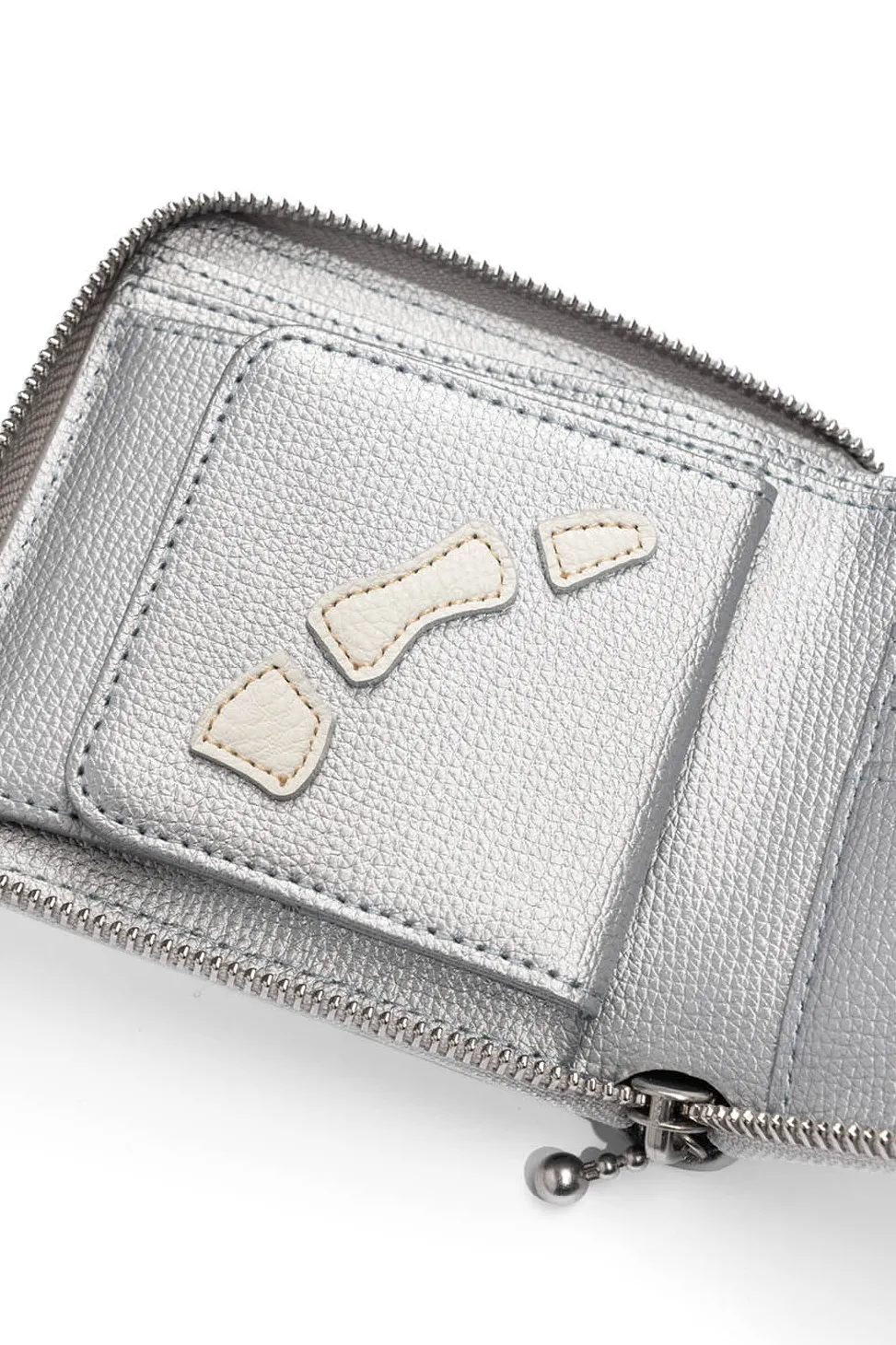 Discount Kapital Thumb-Up Bone Band Zip Wallet - Silver