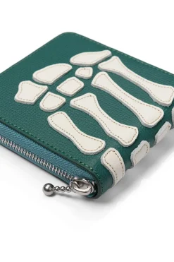 Clearance Kapital Thumb-Up Bone Band Zip Wallet - Peacock Green