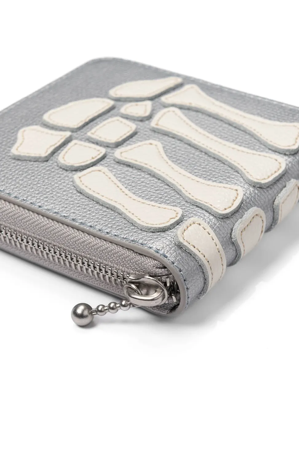 Discount Kapital Thumb-Up Bone Band Zip Wallet - Silver